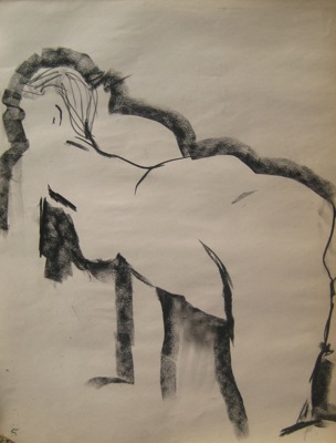Model on all fours from behind.